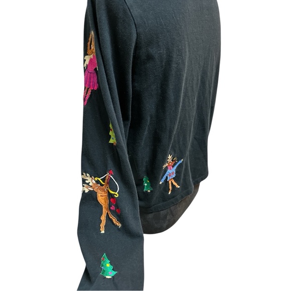 Michael Simon Lite Black Reindeer Tacky Christmas Button Cardigan Sweater Medium - Picture 4 of 7